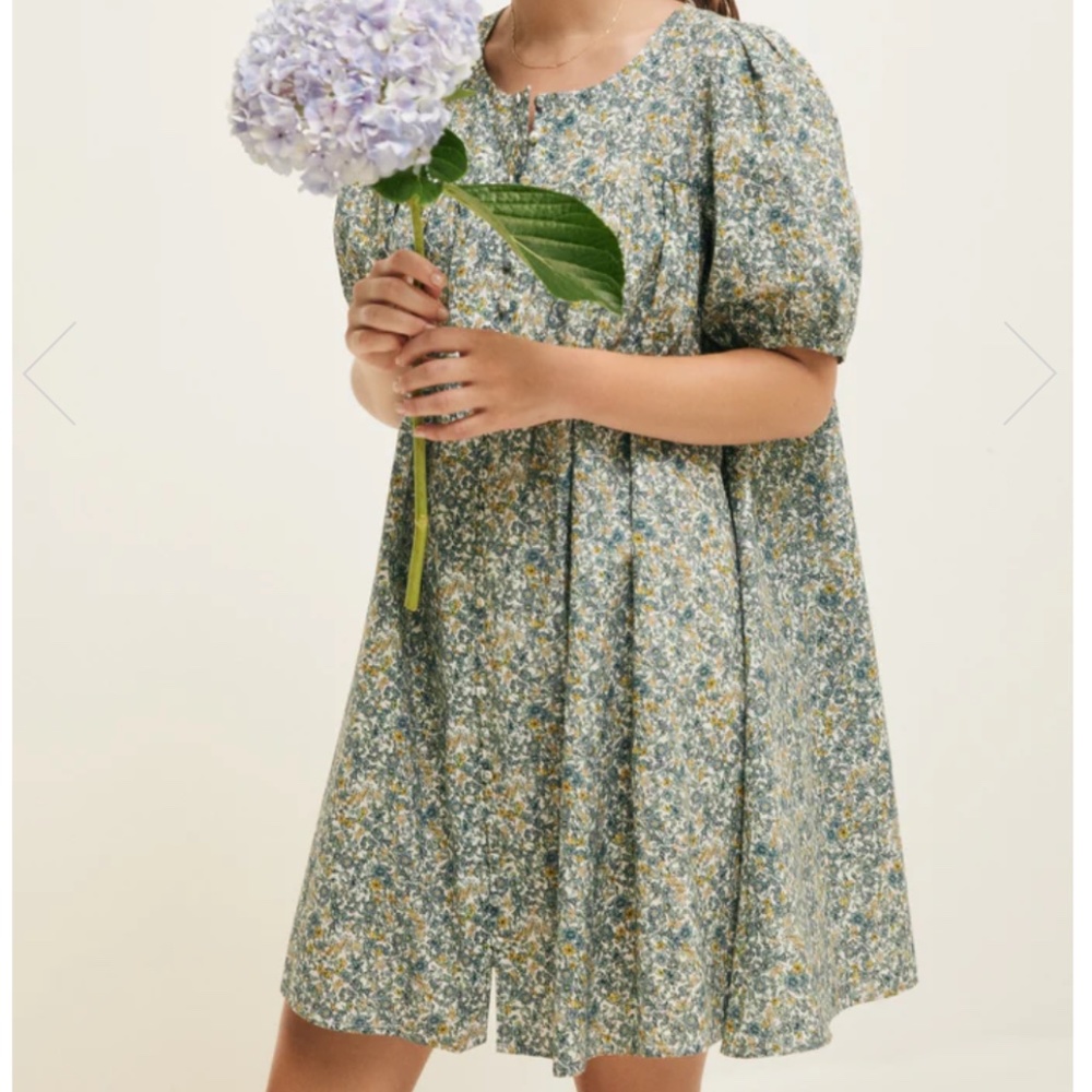 Floral Mini Dress in Blue and Green